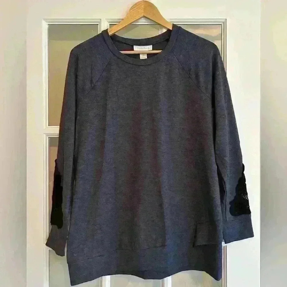 Motherhood Maternity sweatshirt navy with black lace detail size M